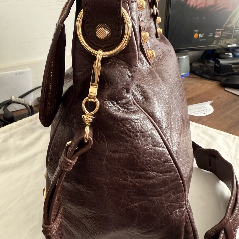 Balenciaga Velo in Cigare Fonce Brown Leather Purse Shoulder Crossbody Bag - Picture 11 of 14